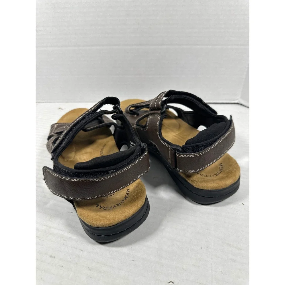 Dockers Fusion Brown Leather Adjustable Triple Strap Sport Sandals Mens 11‎ M
